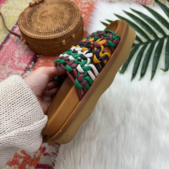 $850 Chloe Colorful Slip On Platform Wavy Woven Leather Slides Sandal 35 / 5 - Picture 5 of 8